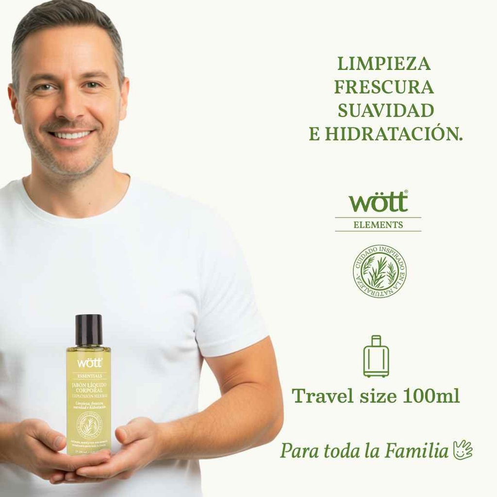 JABON LIQUIDO CORPORAL HERBAL WOTT 100 ML.