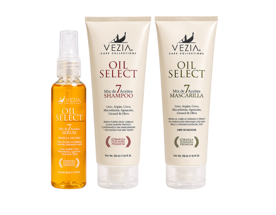 [PAQ.OIL] Kit Profesional Oil Select Mix 7 Aceites Vezia – Reparación y Nutrición Capilar