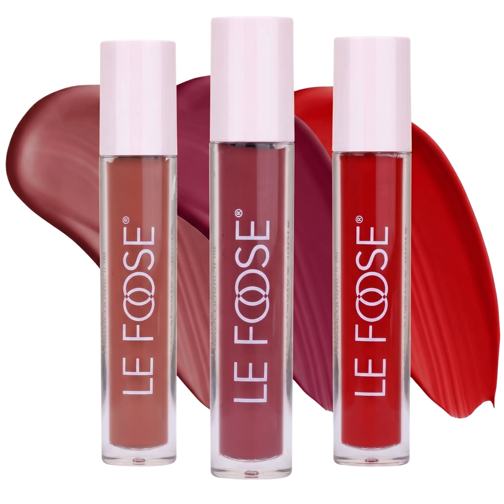 [kit-labial] Kit de 3 Labiales Líquidos Lefoose en Tonos Nude, Rosa y Rojo