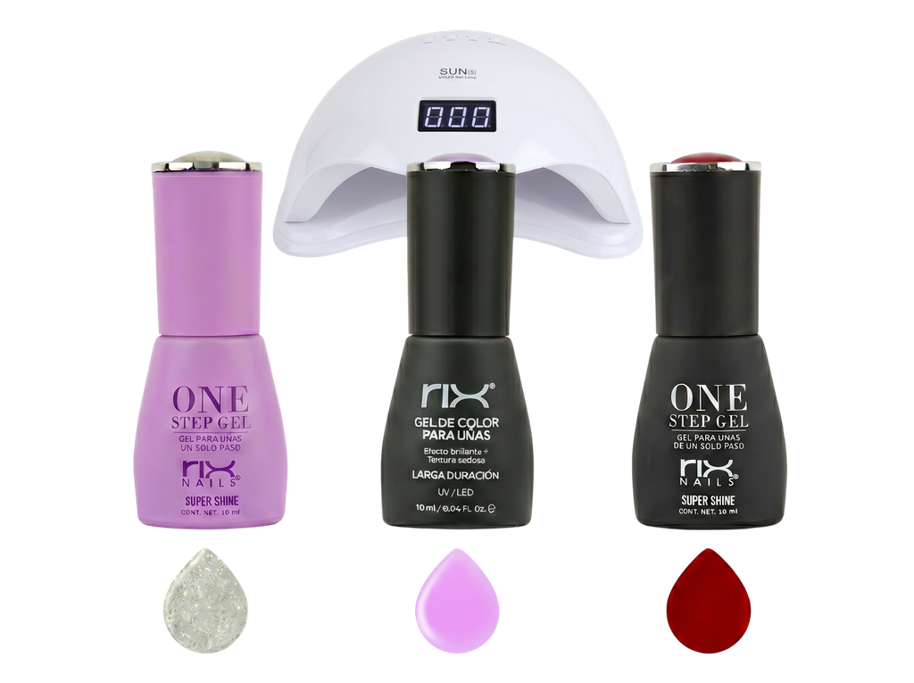 [kit-uñas] Kit Gelish Rix Nails con Lámpara UV/LED y 3 Esmaltes Semipermanentes
