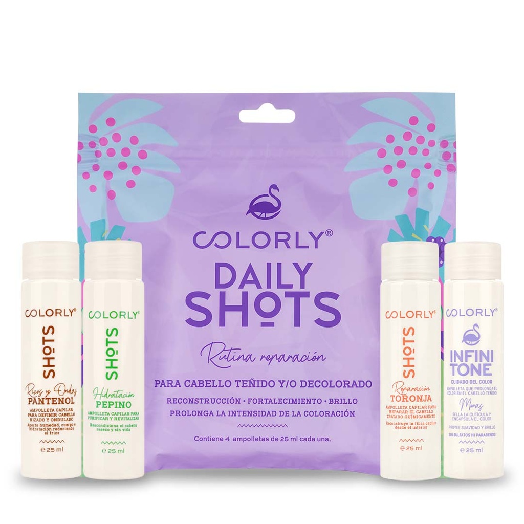 [RUT-REP] KIT 4 AMPOLLETAS RUTINA CAPILAR REPARACION DAILY SHOTS COLORLY