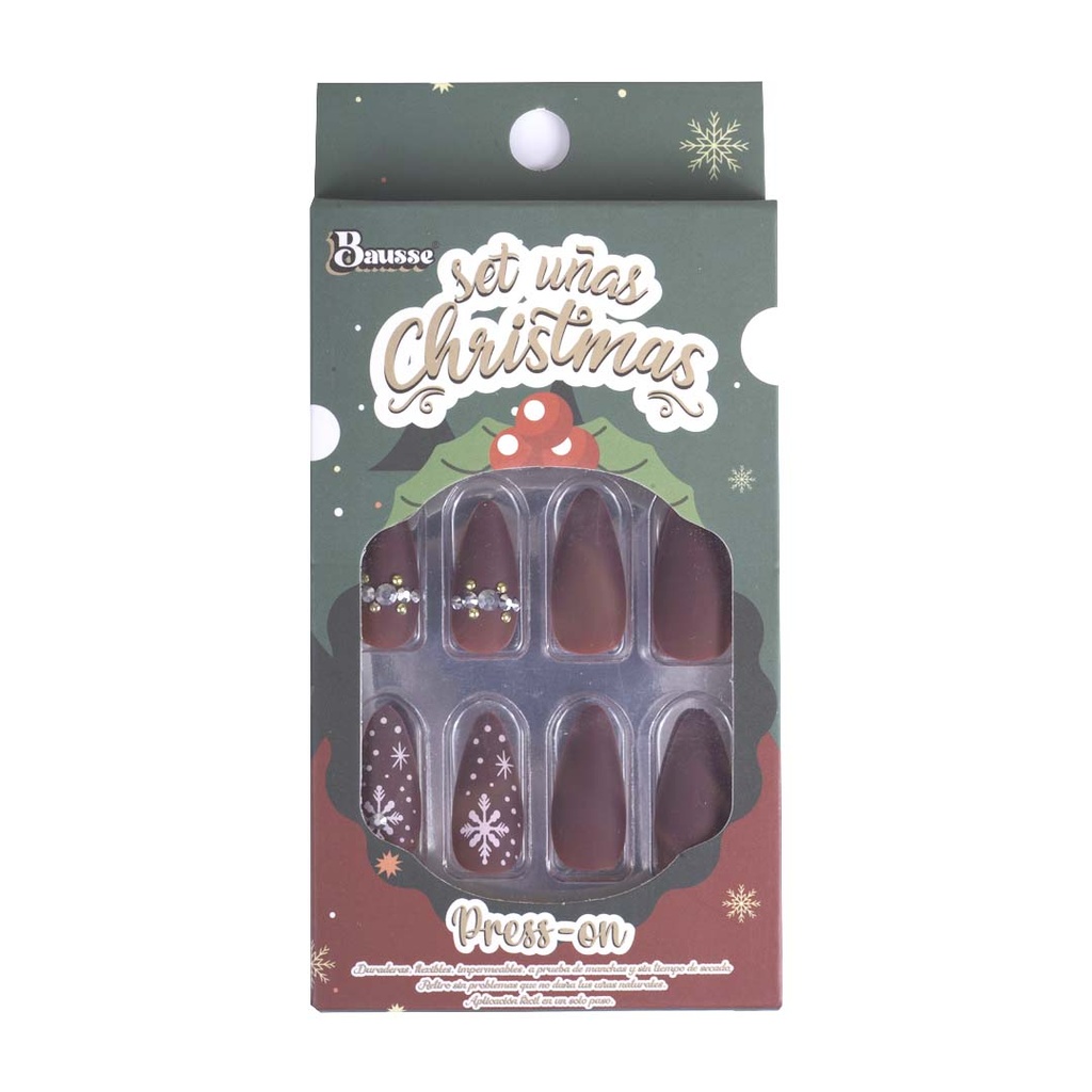 UÑAS CON DECORACION NAVIDEÑA (NIEVE)